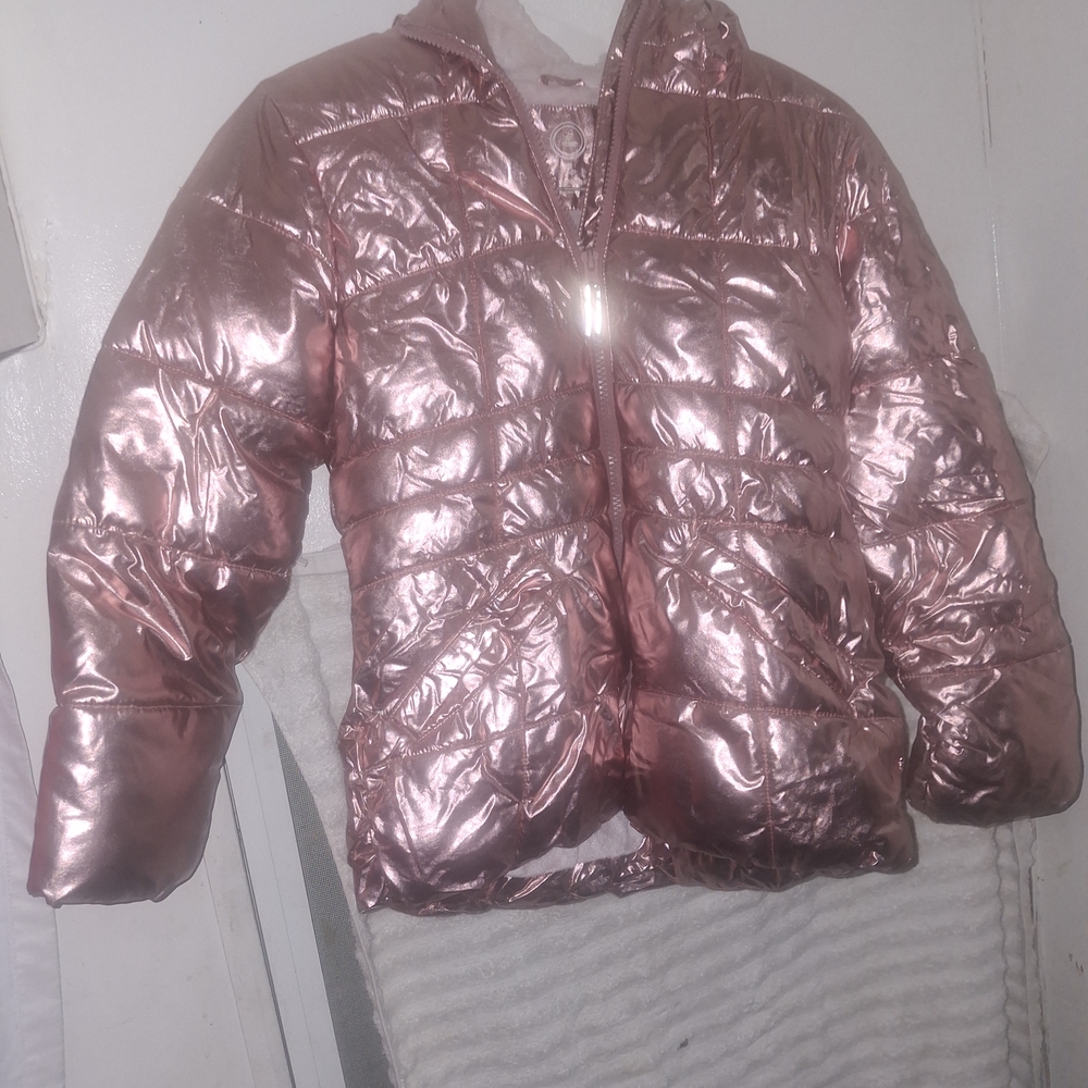 Wonder Nation Metallic Pink Puffer Jacket
